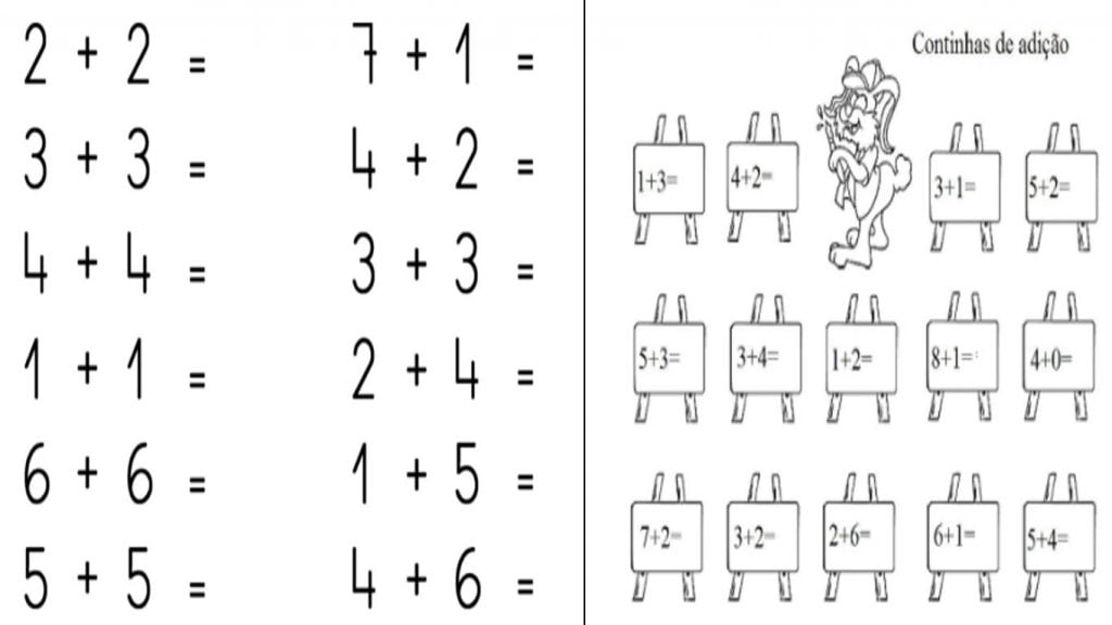 atividades de adição 1 ano imprimir exercicios