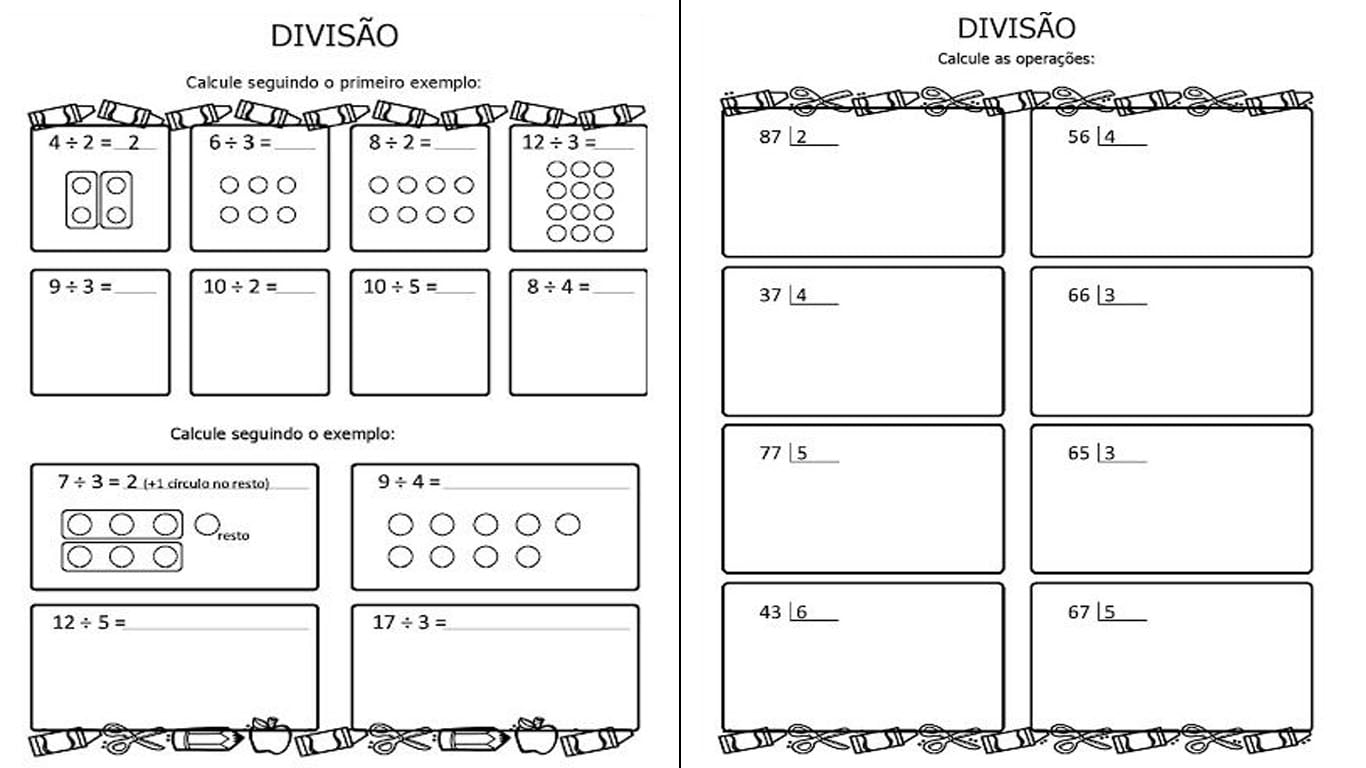 atividades de divisão 4 ano para imprimir