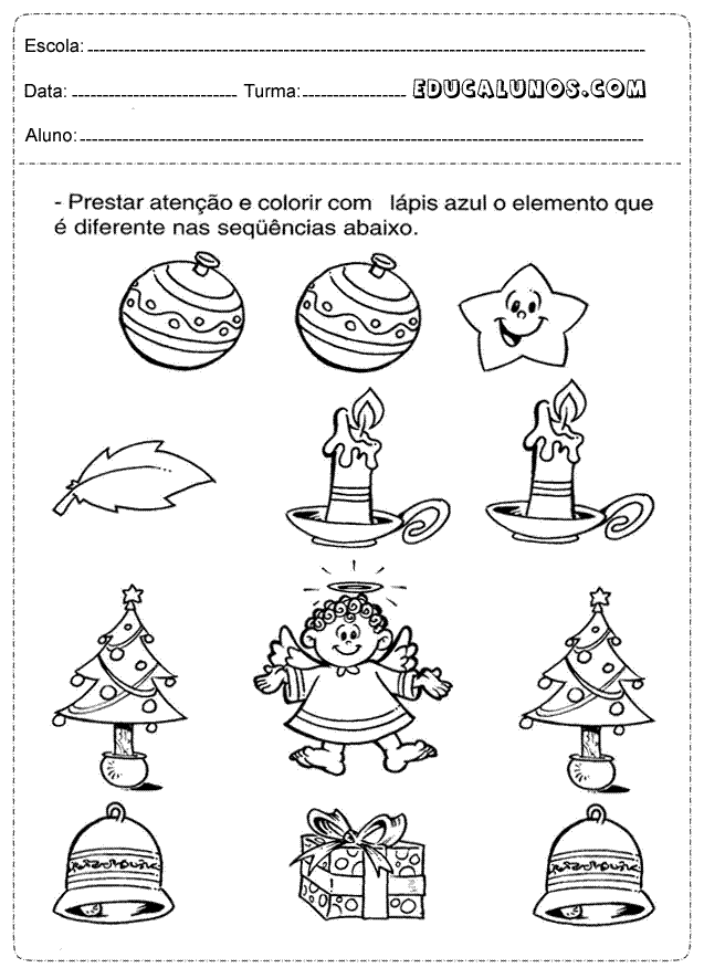 exercicios Atividade de Natal para educação sala de aula