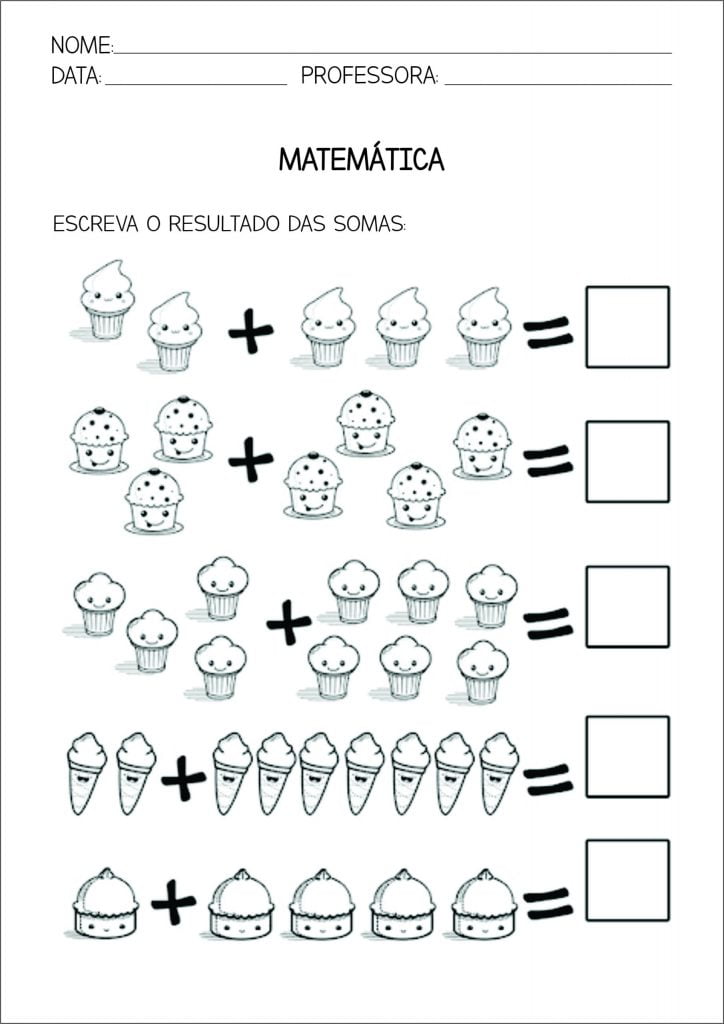 exercicios Atividades de adição 1 ano