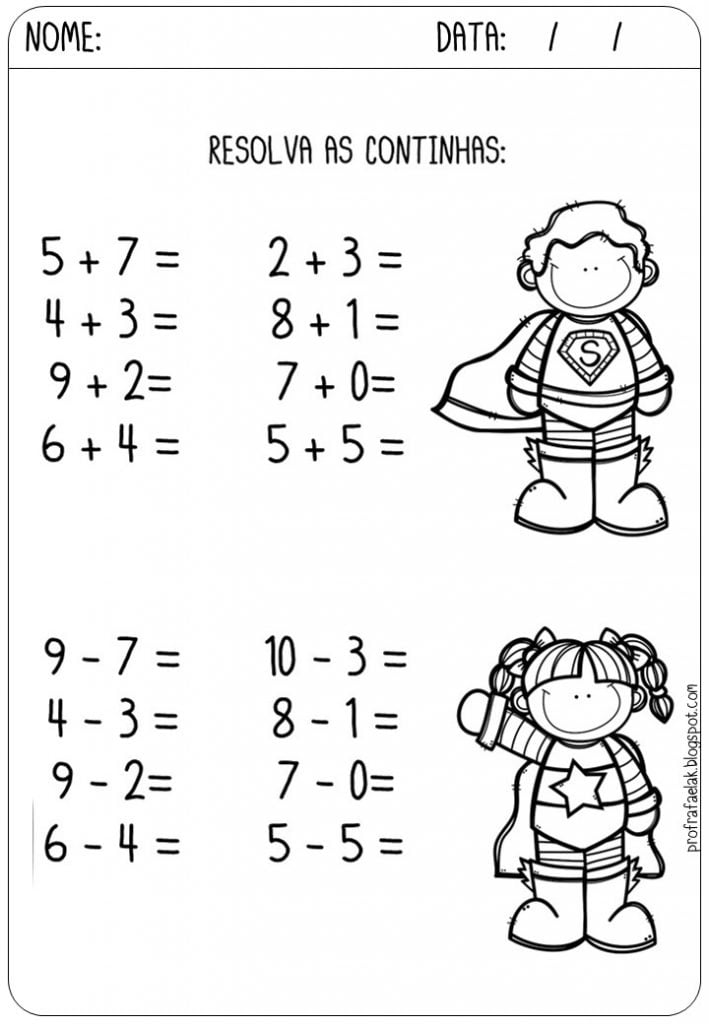 exercicios de adição 1 ano