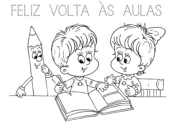 Desenho de volta às aulas para imprimir