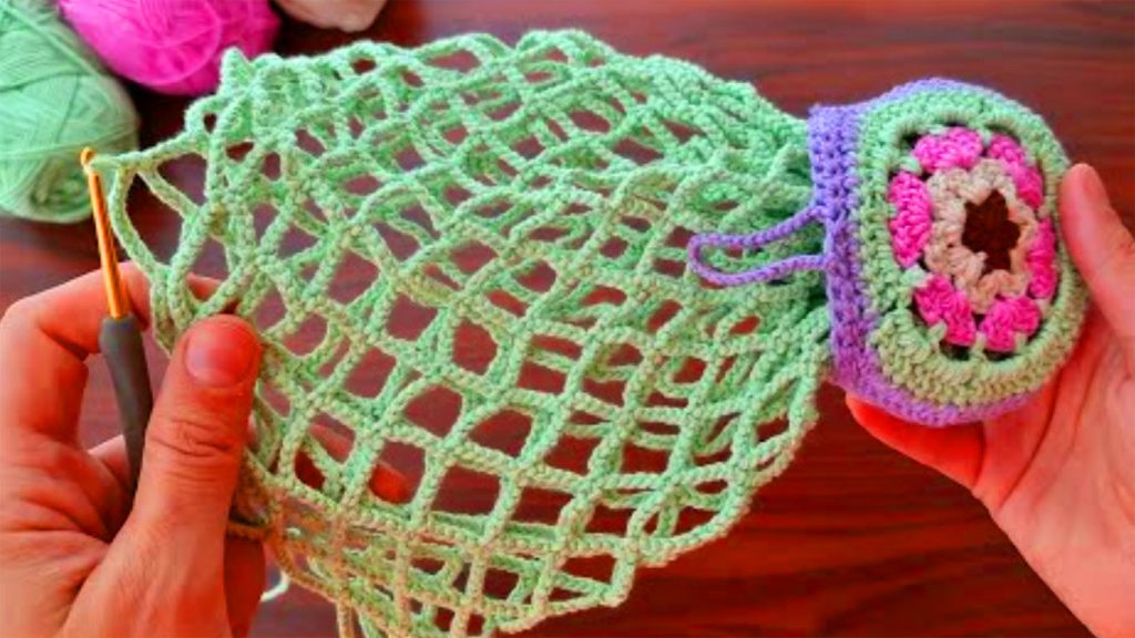 mesh bag de croche passo a passo