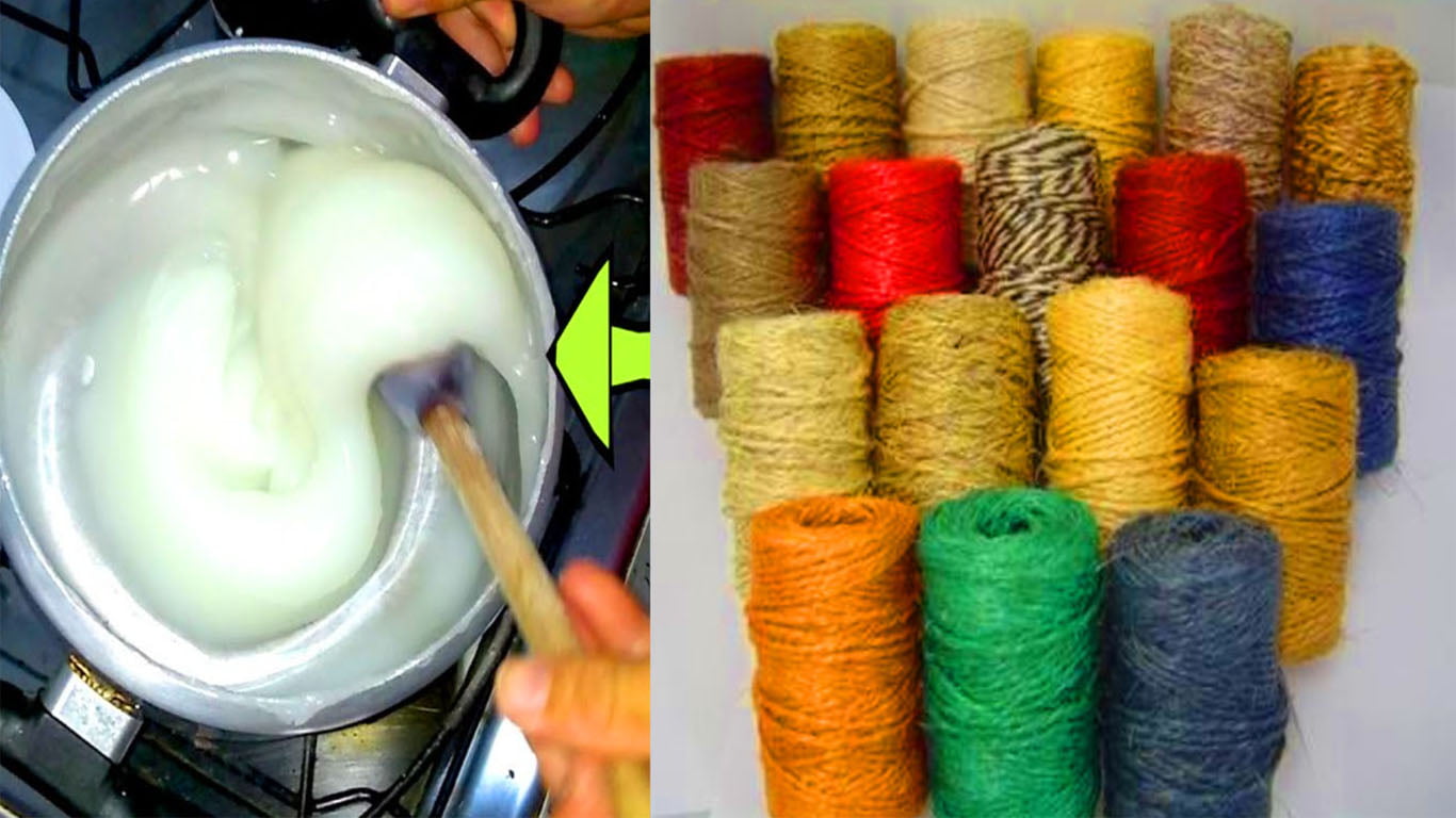 Aprenda com fazer cola caseira e fazer artesanato com barbante de crochê e sisal colorido para decorar e fazer lindos trabalhos artesanais