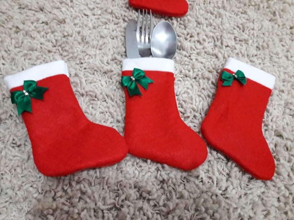 Decoração de porta talher de Natal para decorar botinhas natal
