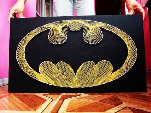 quadro-de-batman-de-barbande-e-pregos artesanato