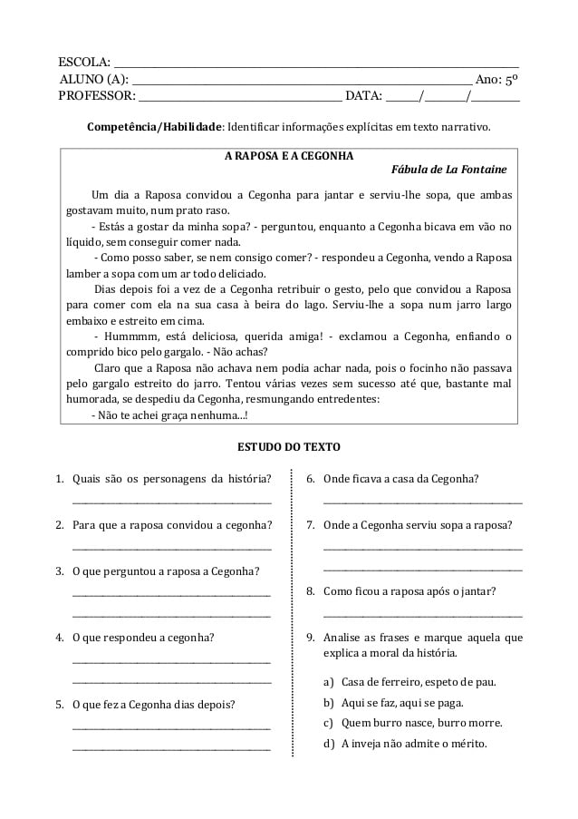 Atividades Interpretação de texto 5