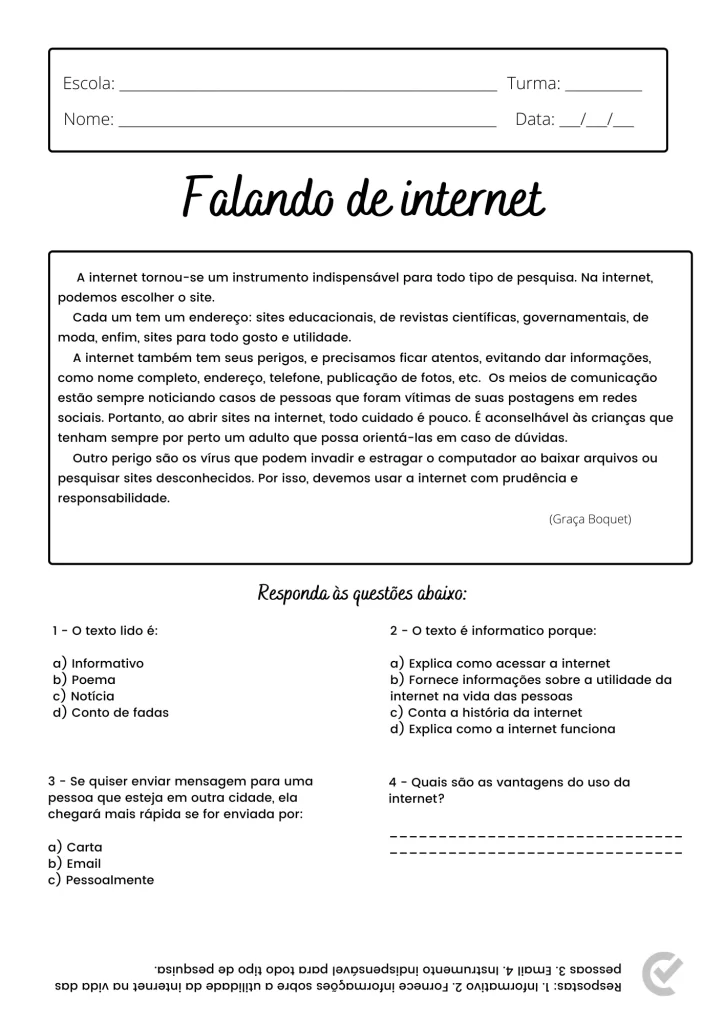 Atividades Interpretação de texto 5 atividades