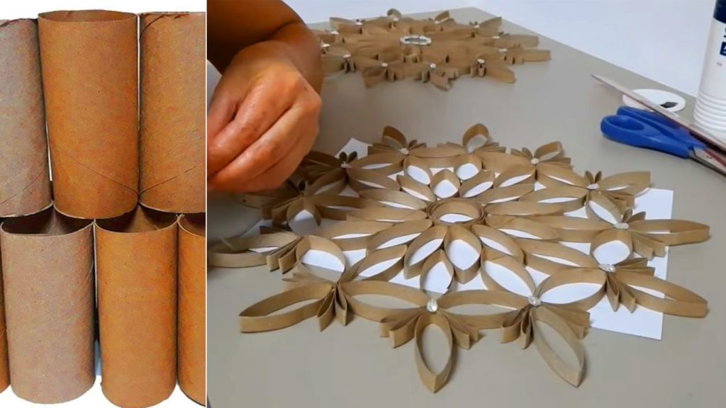 mandala com rolinhos de papel higiênico