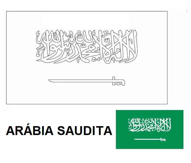 Bandeira da Arábia Saudita colorir imprimir copa mundo