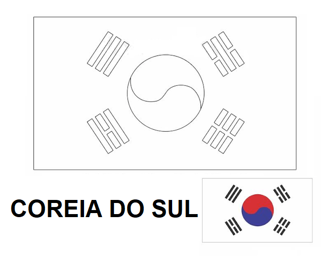 Bandeira da Coreia do Sul colorir imprimir copa mundo