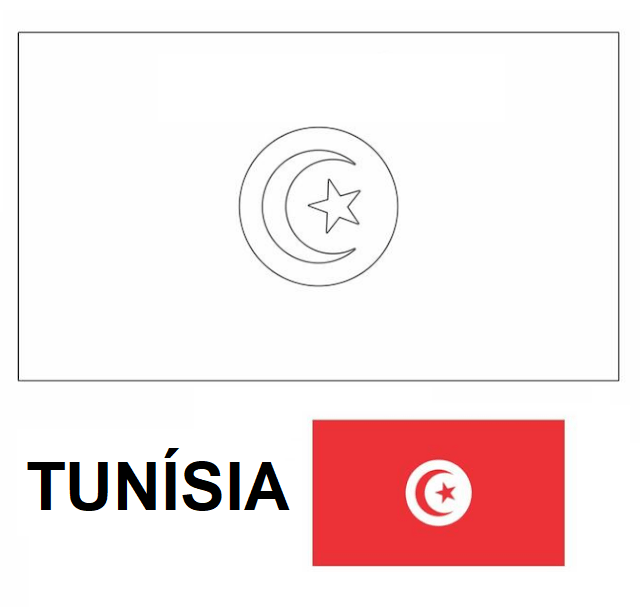 Bandeira da Tunísia colorir imprimir copa mundo