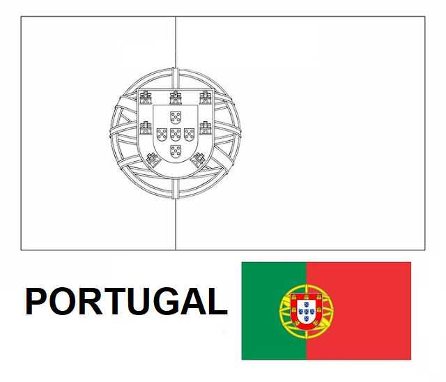 Bandeira de Portugal colorir imprimir copa mundo