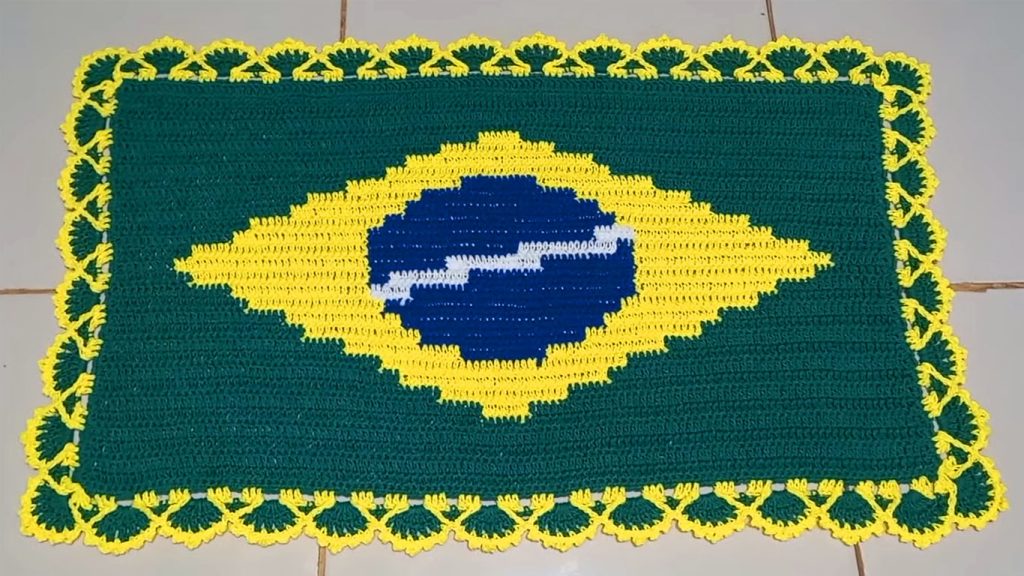 Bandeira do Brasil em Crochê tapete copa mundo