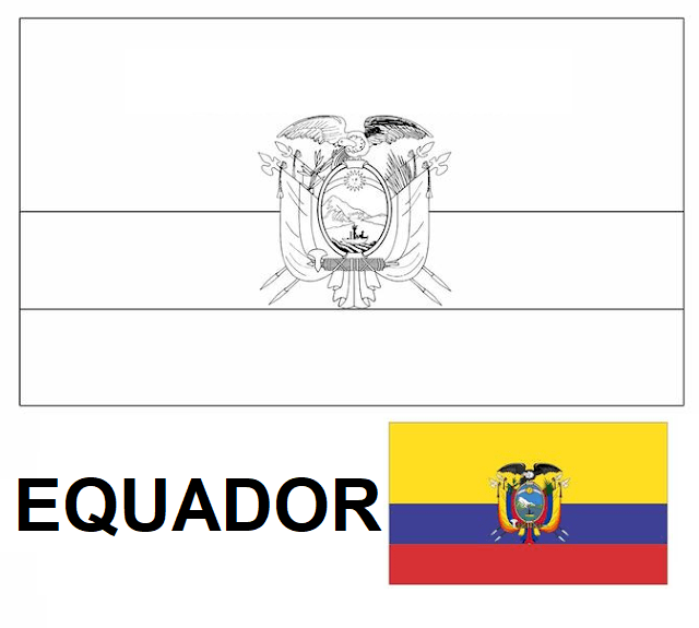 Bandeira do Equador colorir imprimir copa mundo