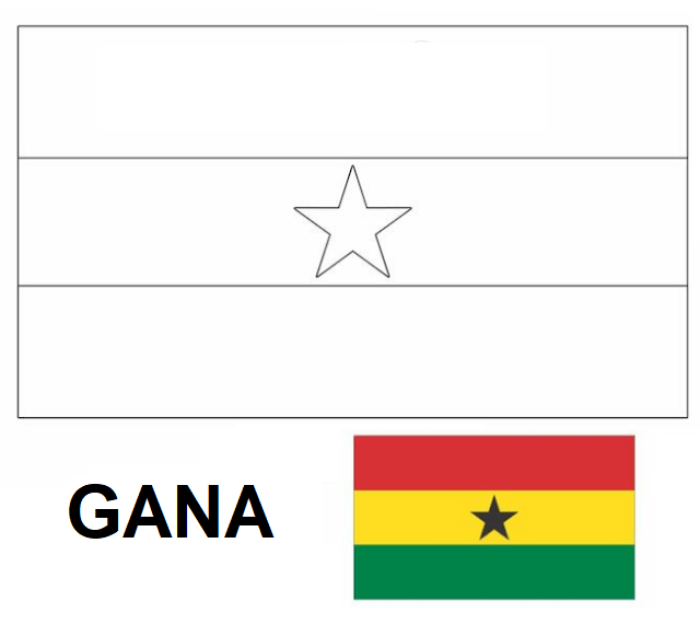 Bandeira do Gana colorir imprimir copa mundo