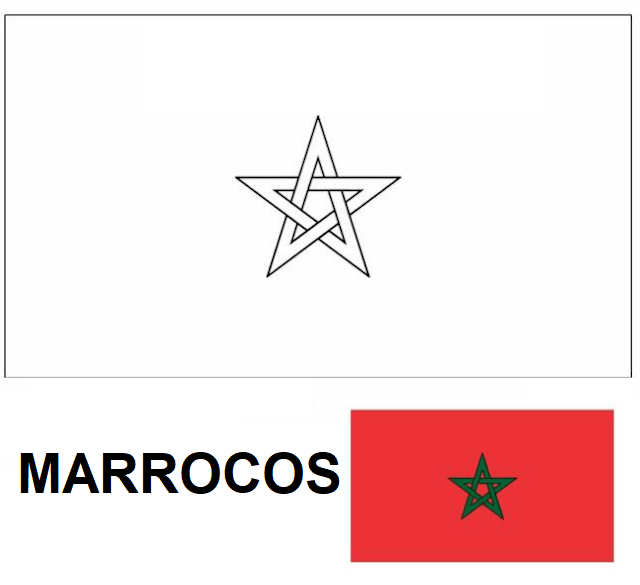 Bandeira do Marrocos colorir imprimir copa mundo