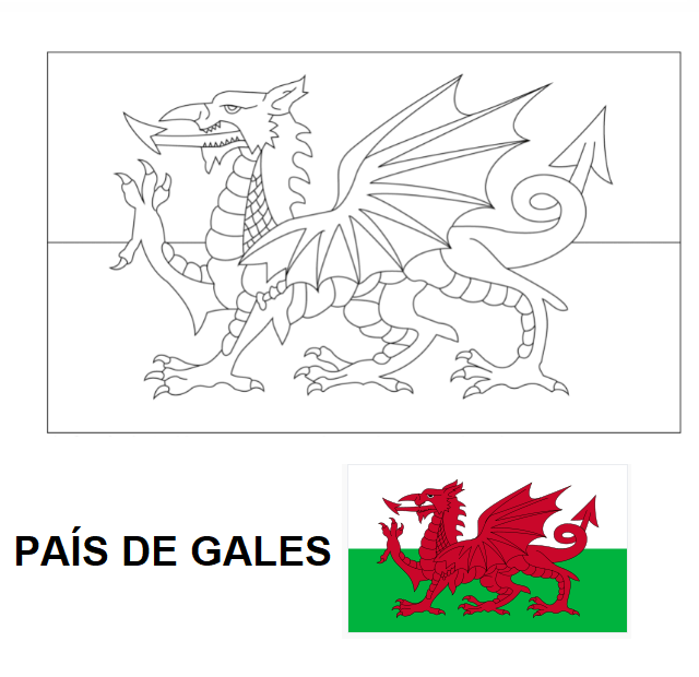 Bandeira do País de Gales colorir imprimir copa mundo