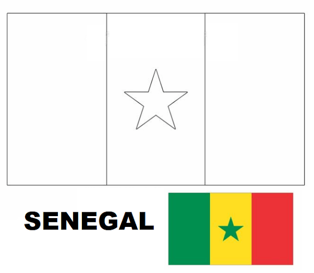 Bandeira do Senegal colorir imprimir copa mundo