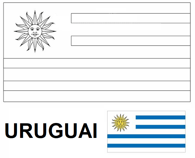 Bandeira do Uruguai colorir imprimir copa mundo