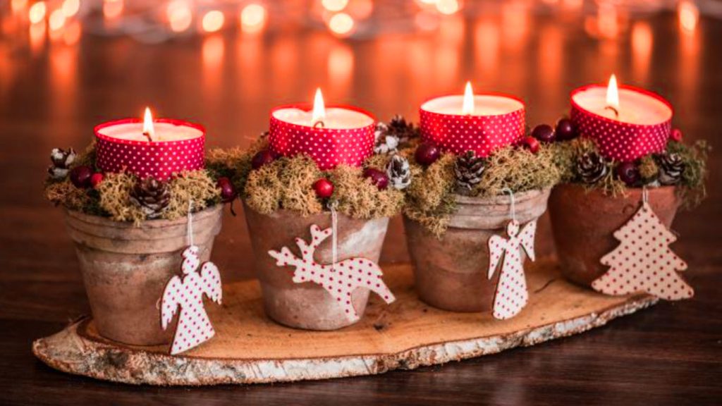 Decoração com velas para o Natal