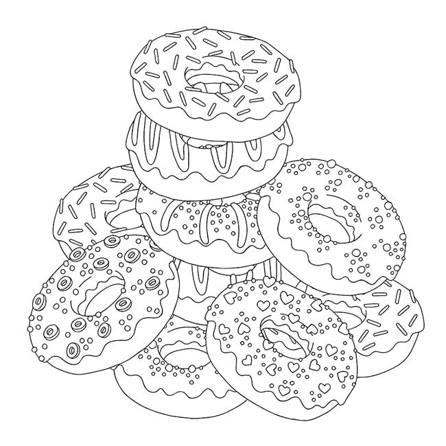 Desenho de donuts para colorir