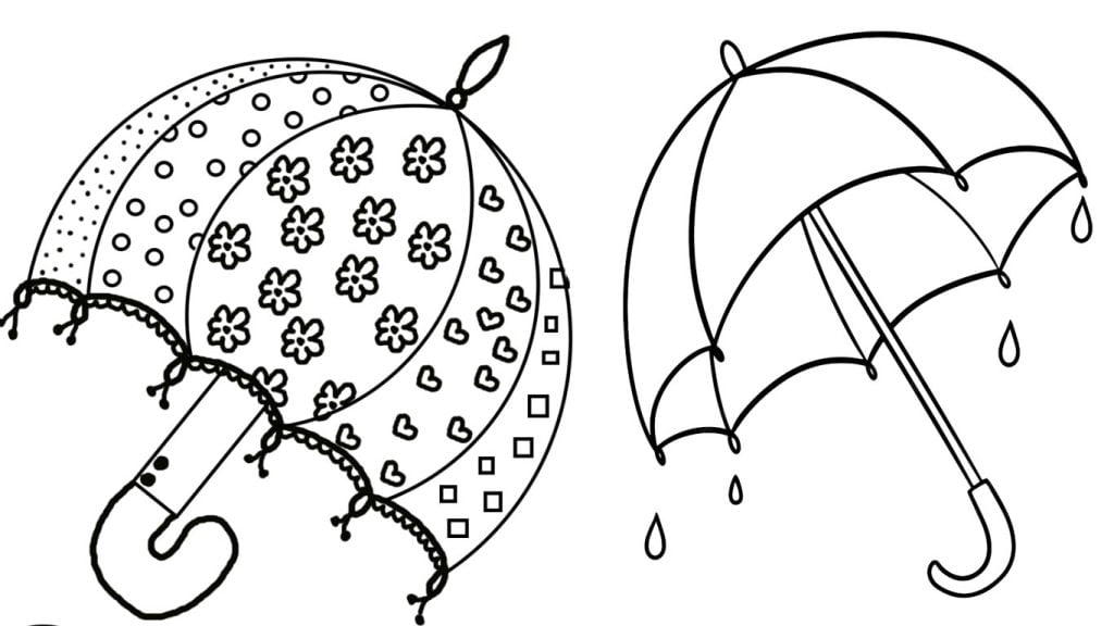 Desenho de guarda-chuva para colorir impirmir