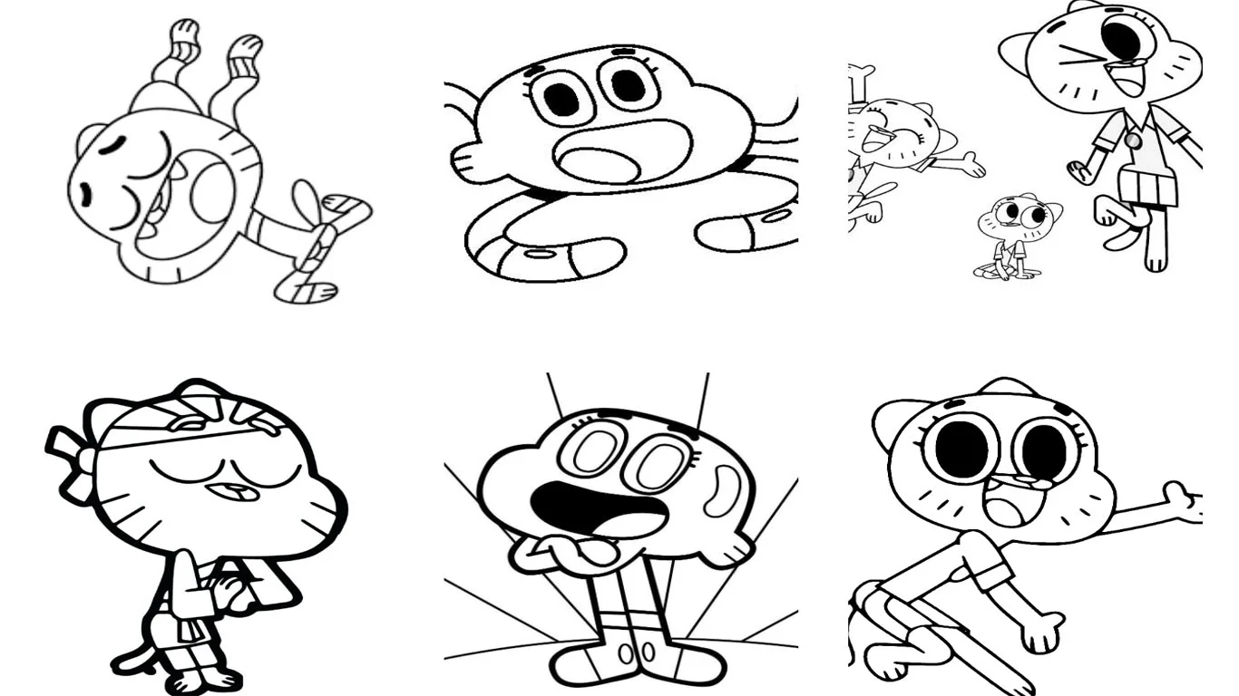 Desenhos para colorir Pintar Gumball e Darvin Colorindo Pinturas