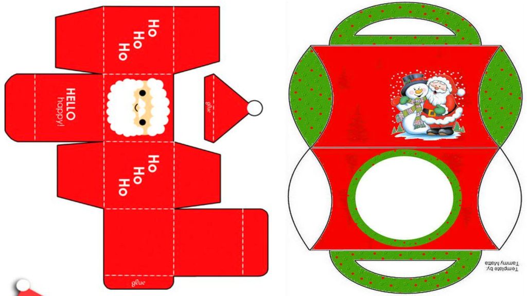 Moldes de caixas de presentes de Natal 