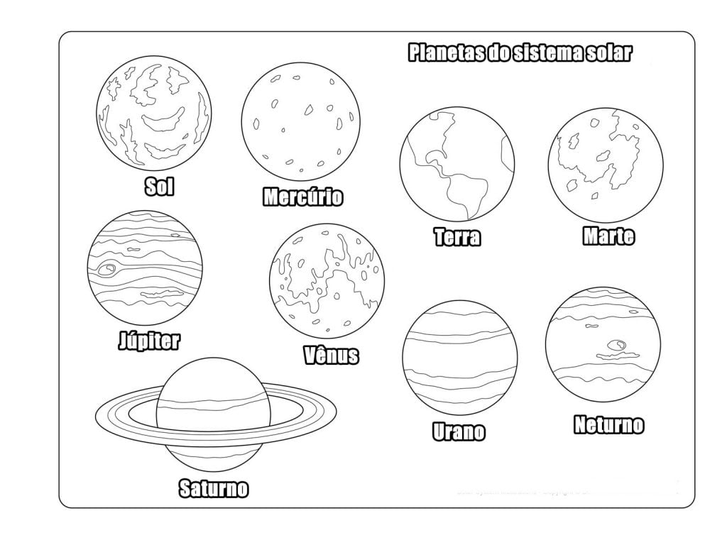 Sistema solar para colorir planetas