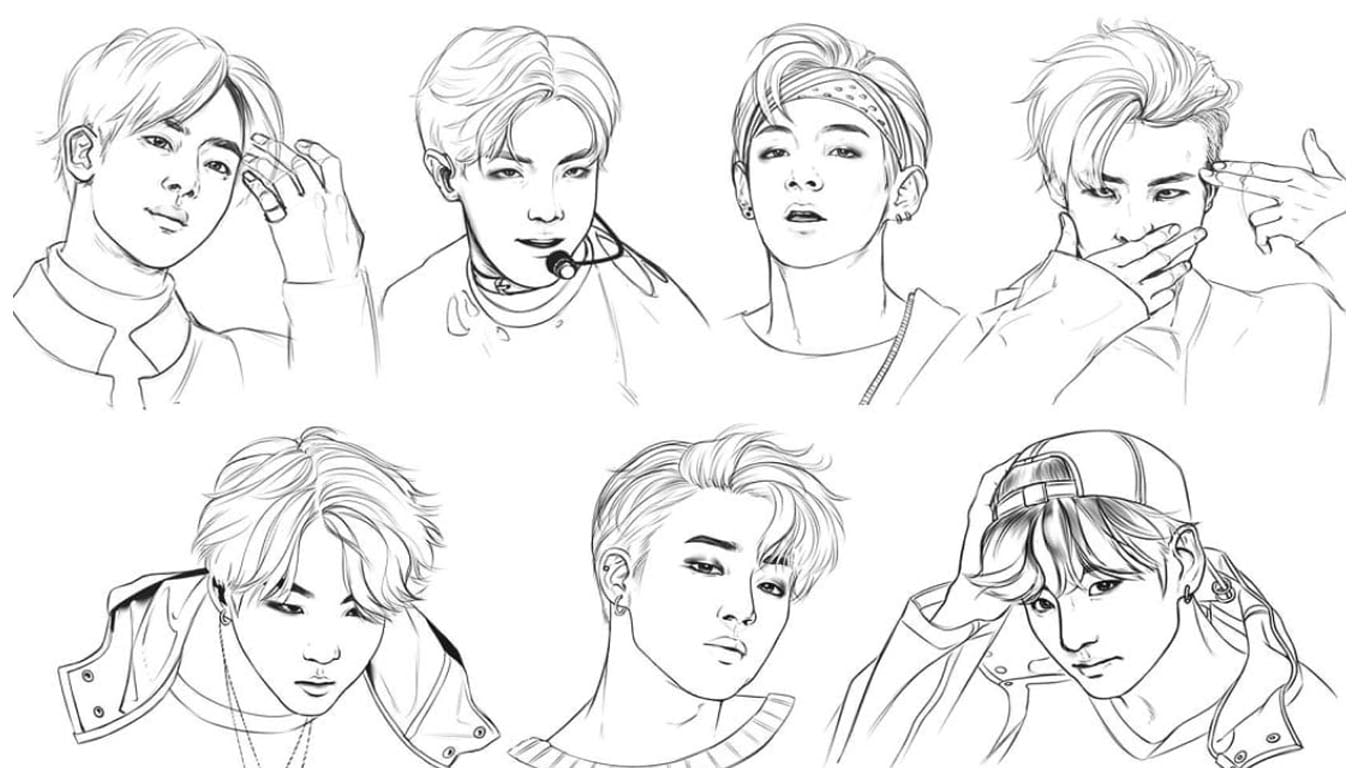 desenho BTS para colorir imprimir