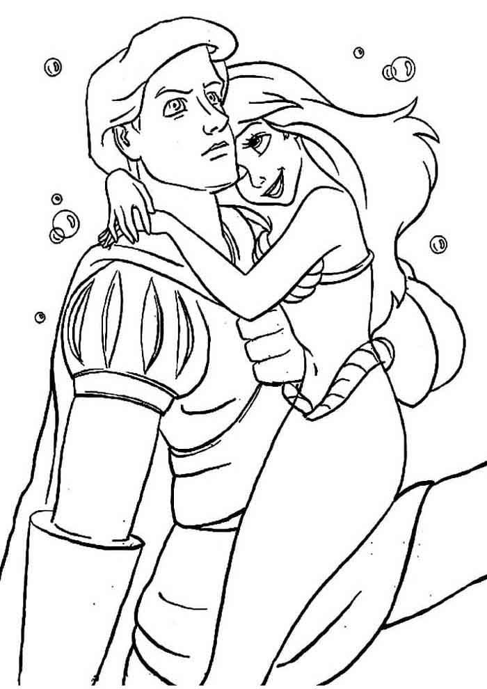 desenho ariel-para-colorir casal amor