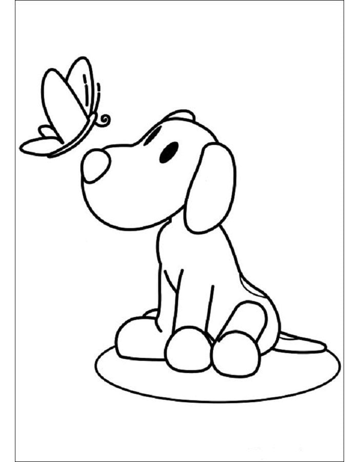 desenho de Pocoyo para colorir cachorrinho