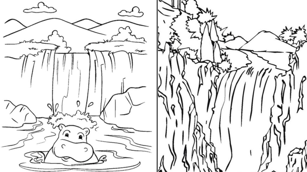 desenho de cachoeira para colorir imprimir