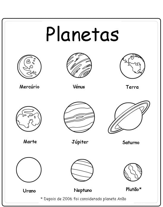 desenho do Sistema solar para imprimir