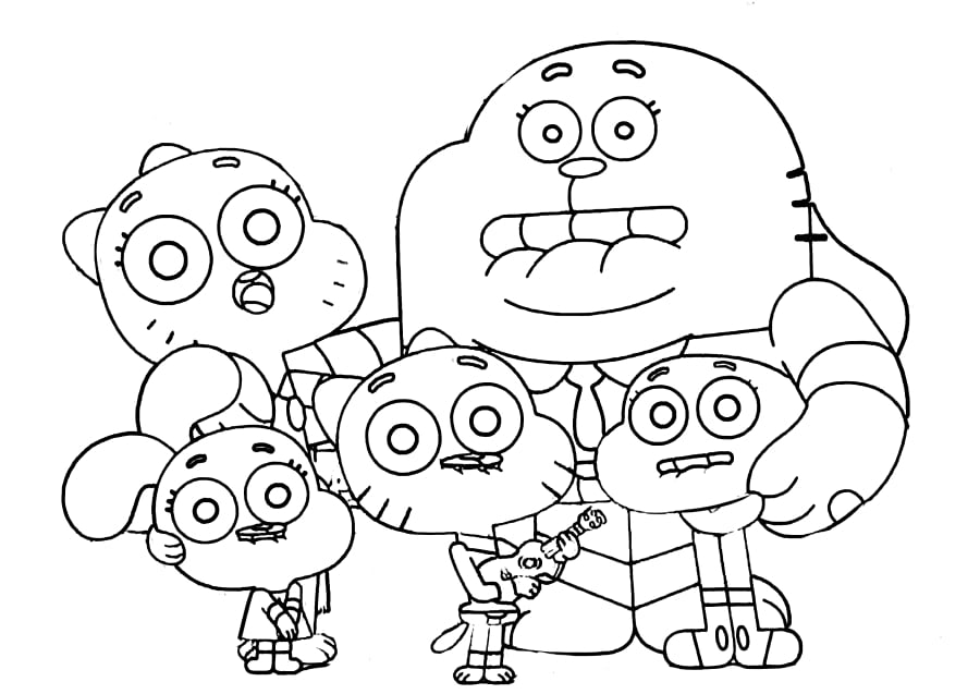 gumball para colorir turma toda