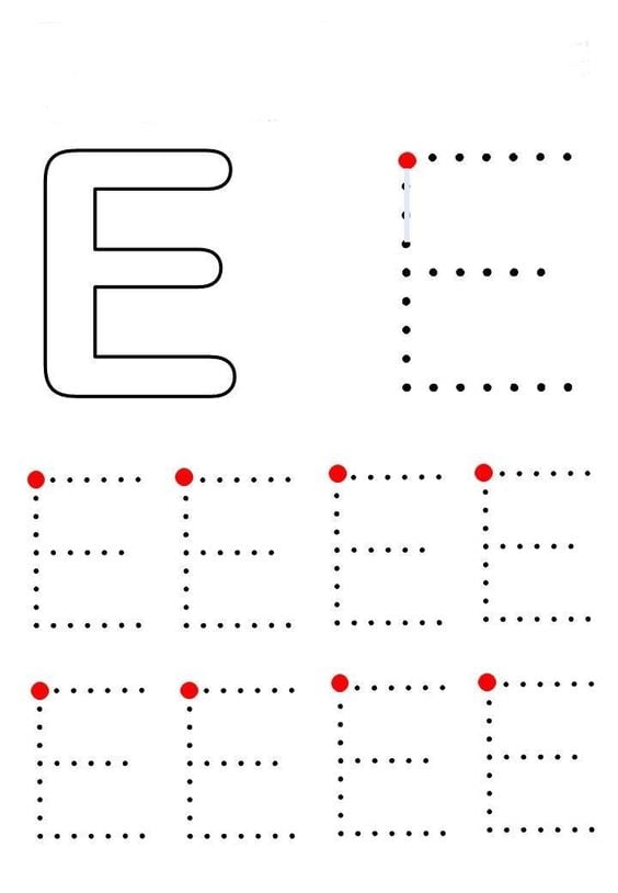 Atividade com a letra E pontilhado