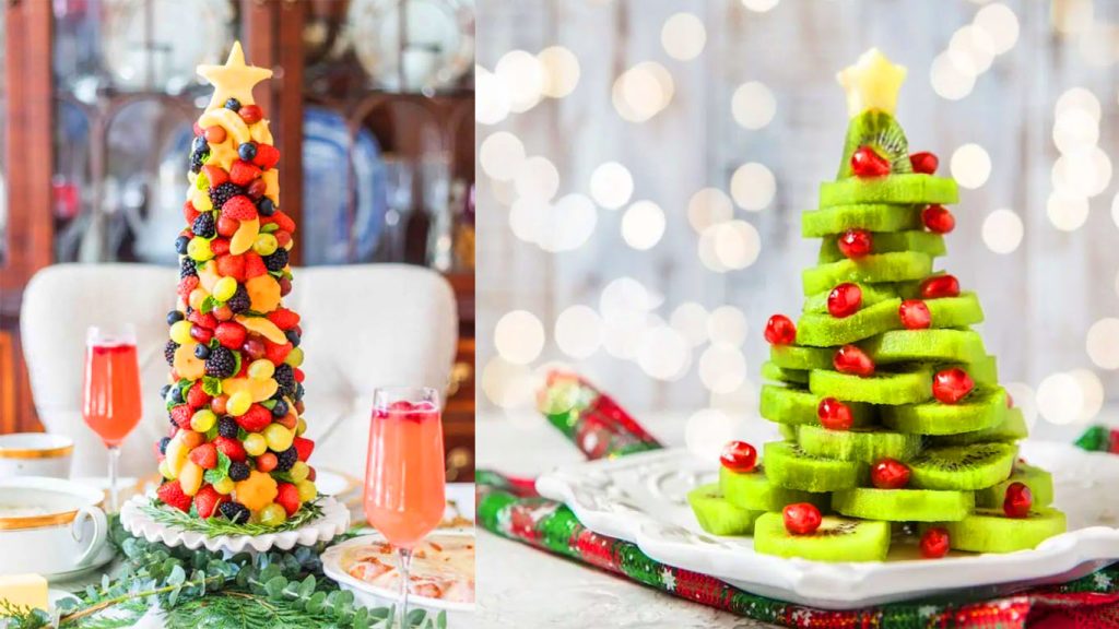 Decoração de Natal com frutas arvore de natal ceia