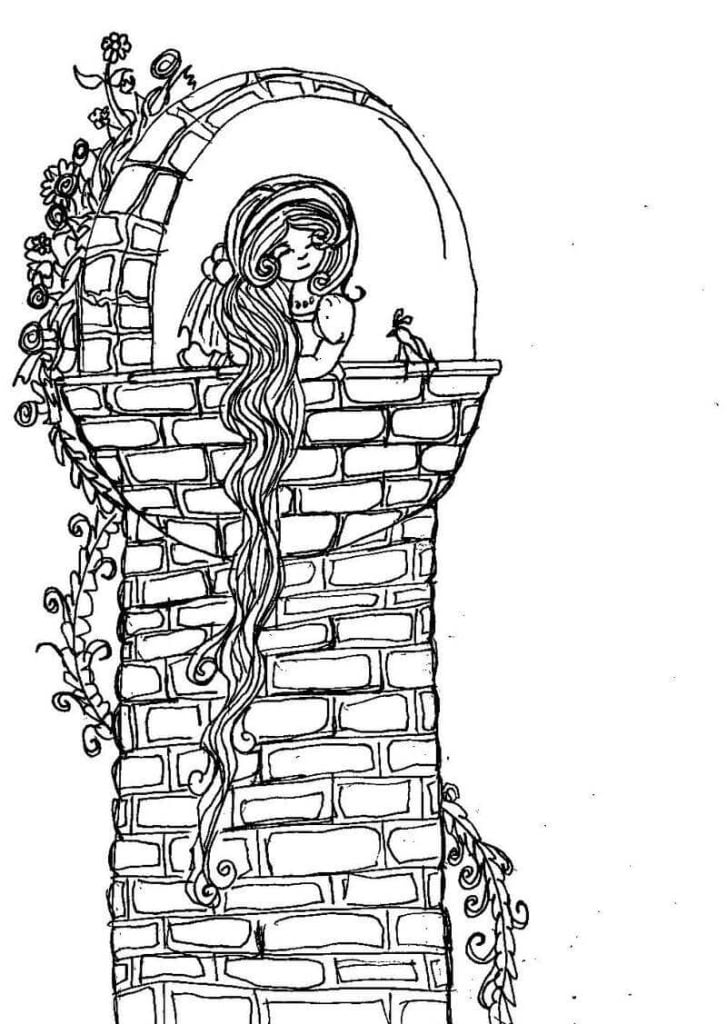 Desenho da Rapunzel para atividades