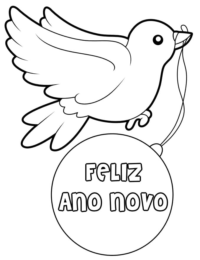 Desenho de feliz Ano Novo para colorir