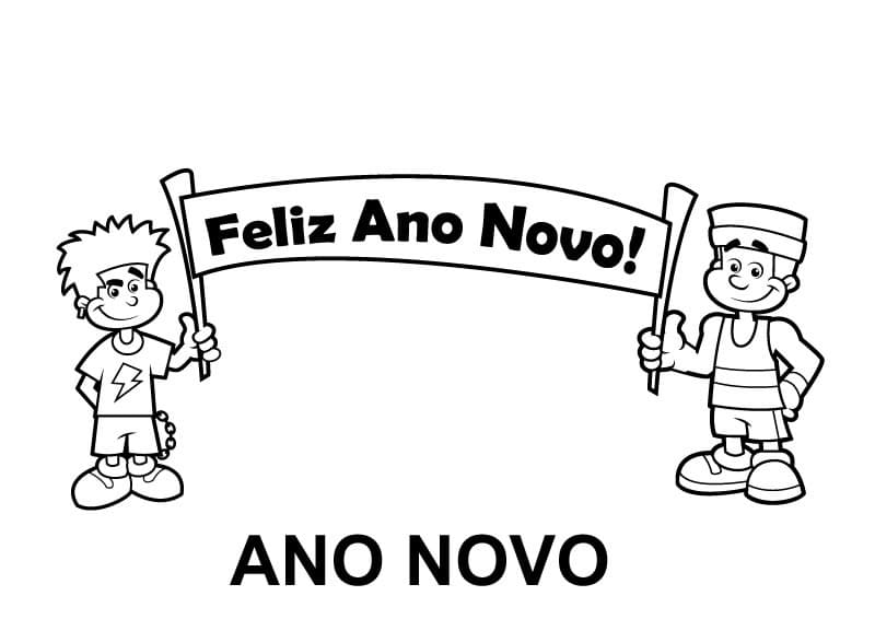 Feliz ano novo para colorir