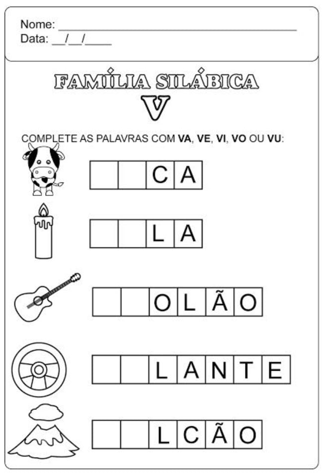 atividade letra V alfabeto