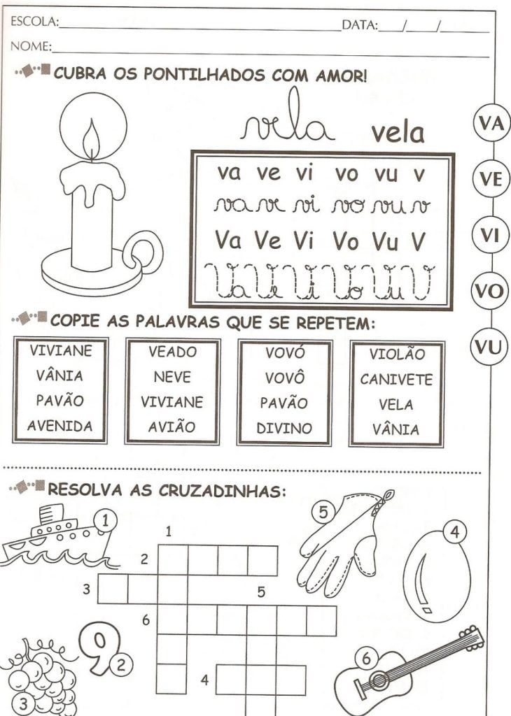 atividades com a letra V sala de aula