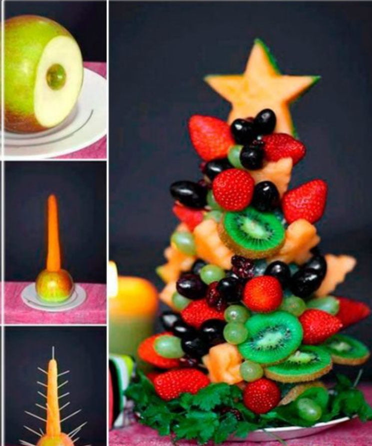 decoração de mesa de natal com frutas