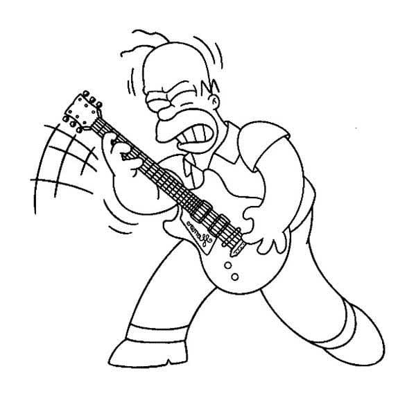 desenho de Guitarra para homer colorir