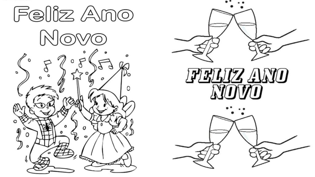 desenho de ano novo para colorir feliz ano novo