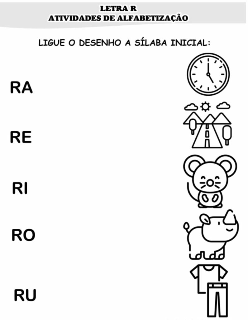 educação infantil letra R atividade