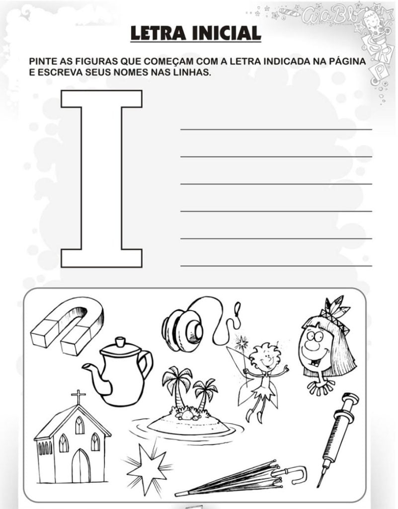 exercicio com letra I atividades