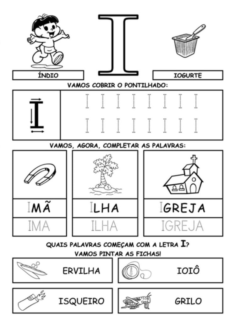 exercicio letra I alfabetização