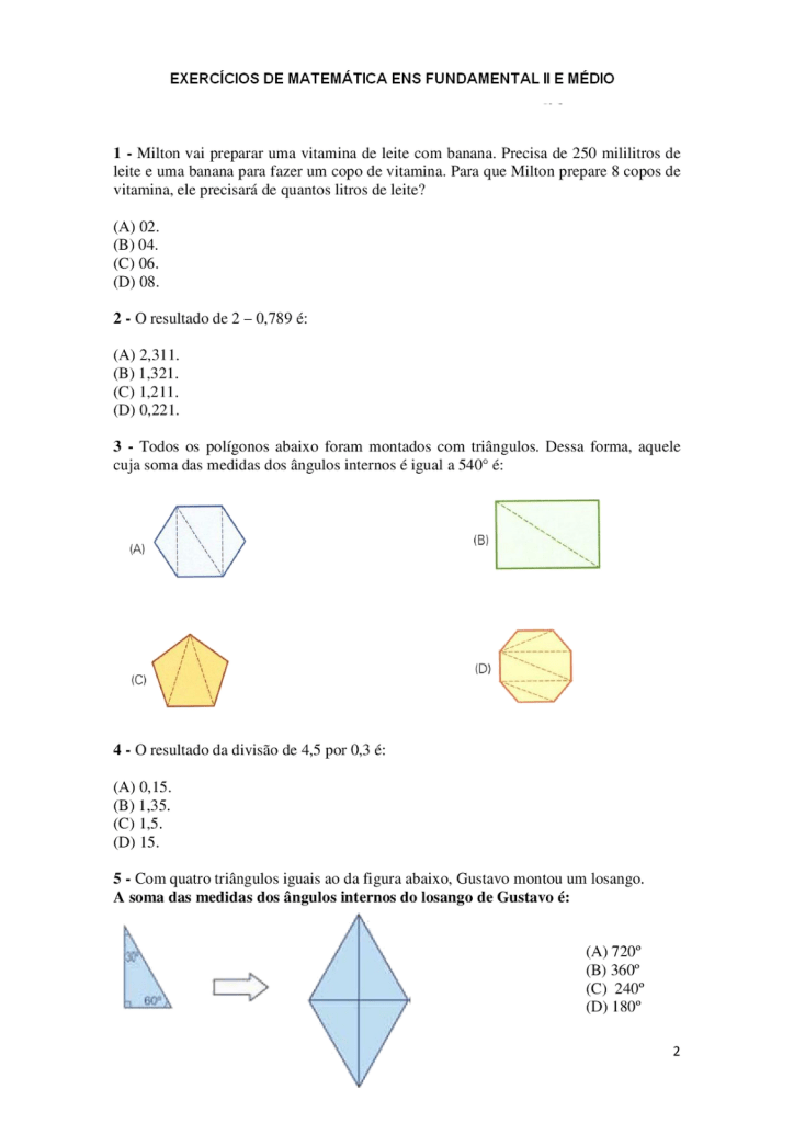 exercicios de matemáticav